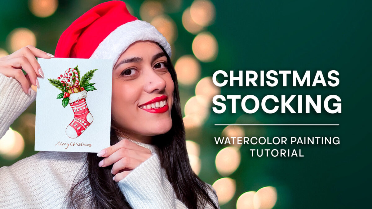 Create a Handmade Christmas Card | Watercolor Christmas Stocking Tutorial for Beginners