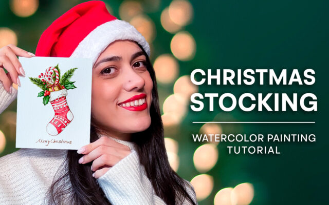 Create a Handmade Christmas Card | Watercolor Christmas Stocking Tutorial for Beginners