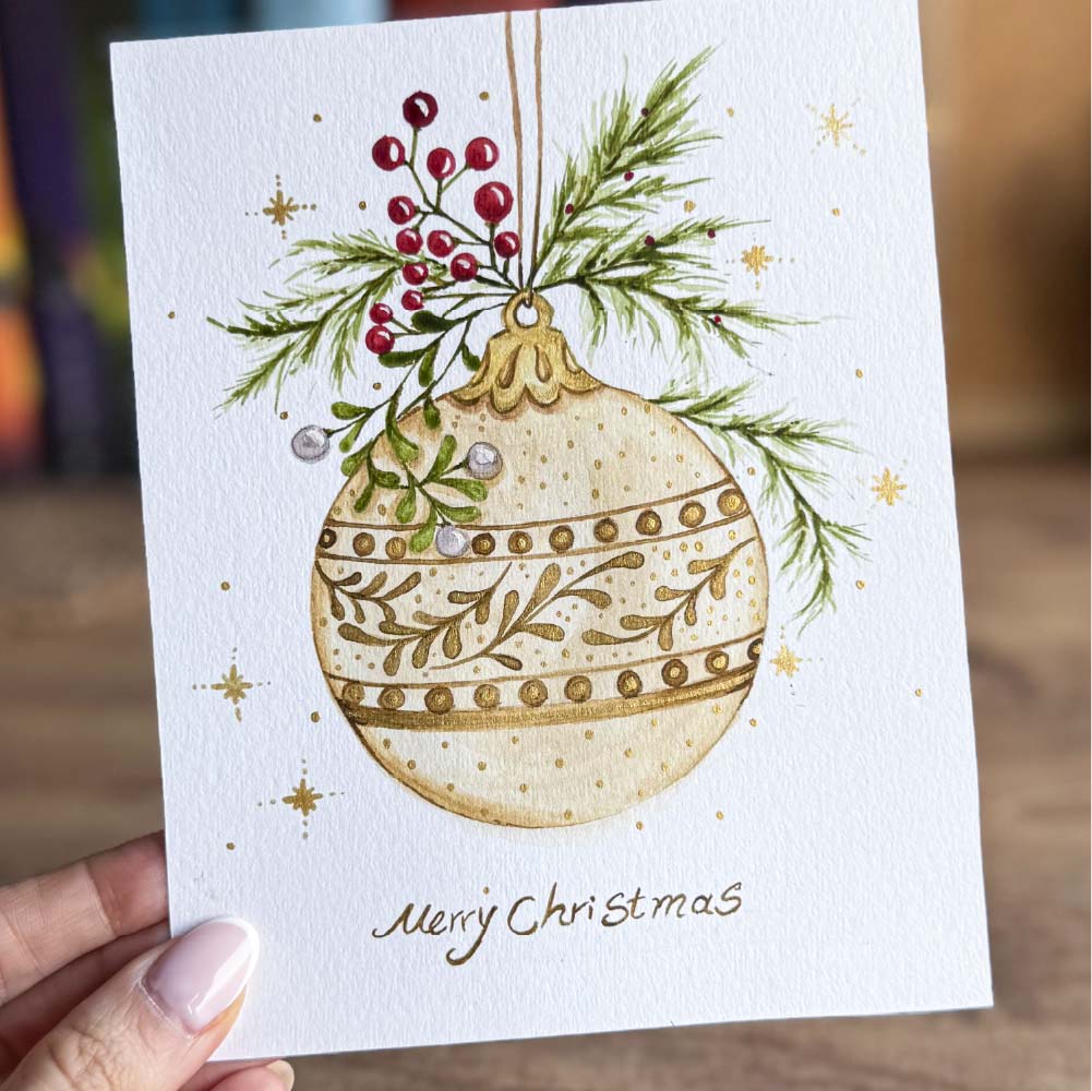 Printable Christmas Ornament Coloring Page – Elegant Holiday Card Sketch (PDF Download) - Image 4