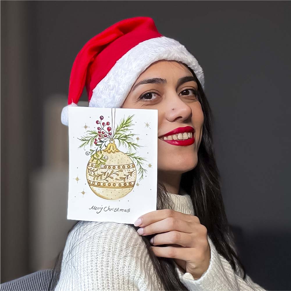 Printable Christmas Ornament Coloring Page – Elegant Holiday Card Sketch (PDF Download) - Image 3