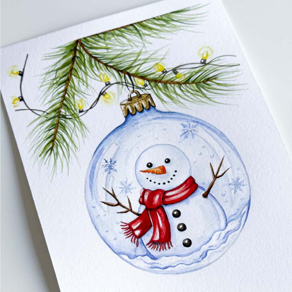 Printable Snowman Ornament Coloring Page – Christmas Tree Bauble Sketch (PDF Download) - Image 2