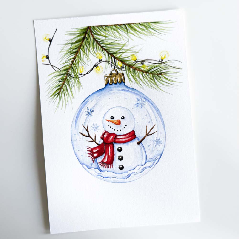 Printable Snowman Ornament Coloring Page – Christmas Tree Bauble Sketch (PDF Download) - Image 3