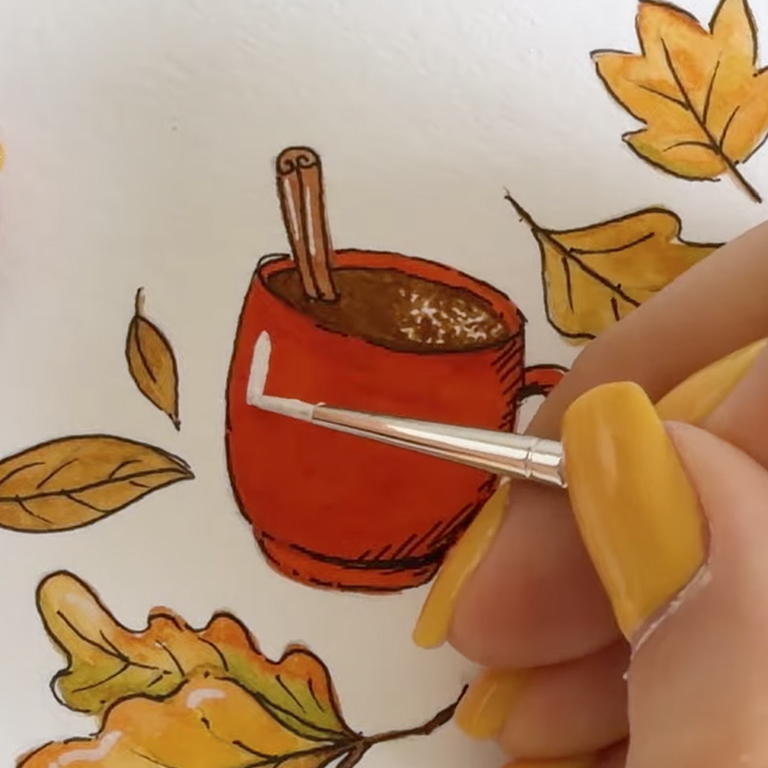 Easy Autumn Elements Watercolor Painting Tutorial 