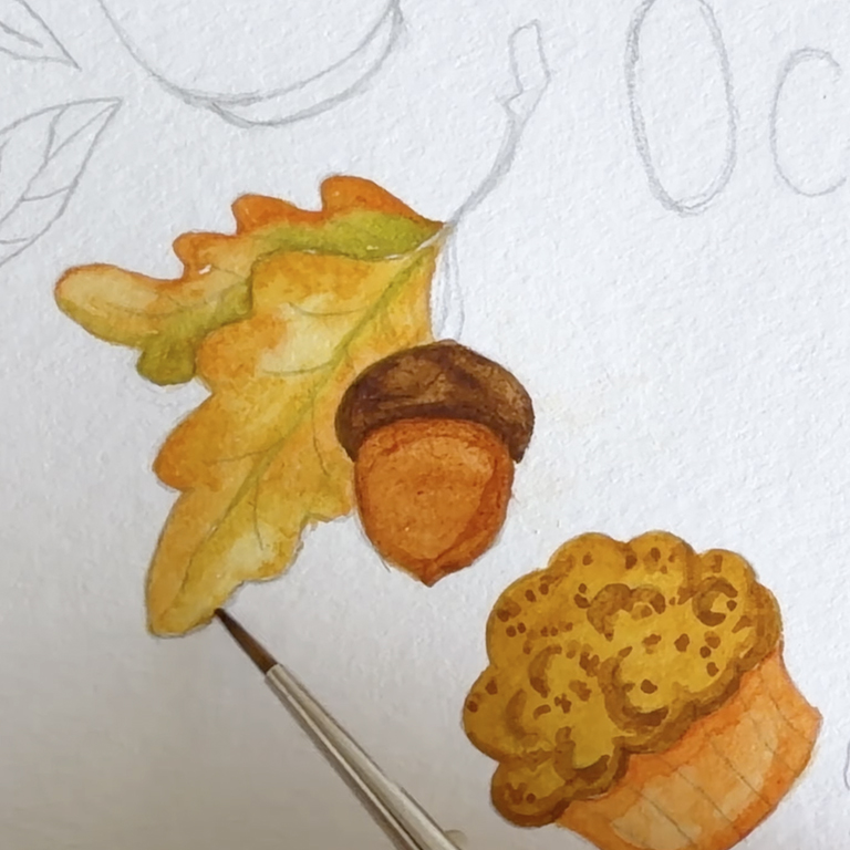 Easy Autumn Elements Watercolor Painting Tutorial 