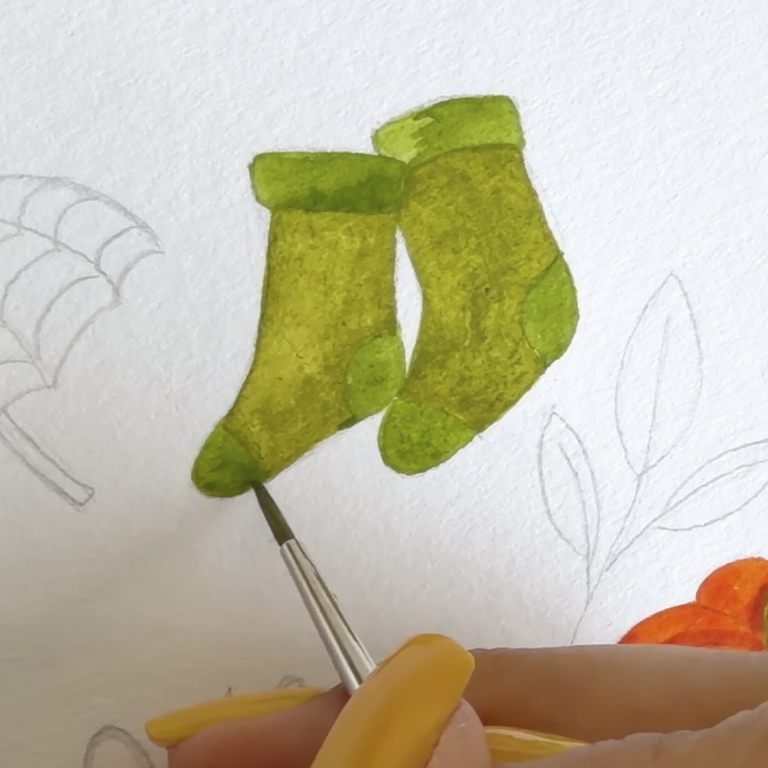 Easy Autumn Elements Watercolor Painting Tutorial 