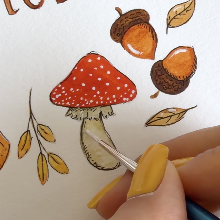 Easy Autumn Elements Watercolor Painting Tutorial 