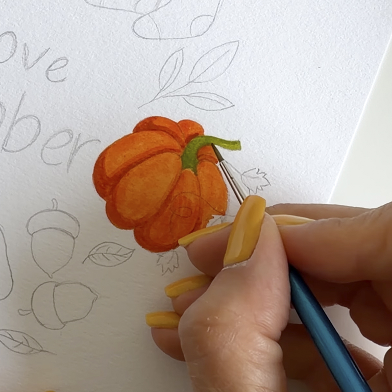 Easy Autumn Elements Watercolor Painting Tutorial 