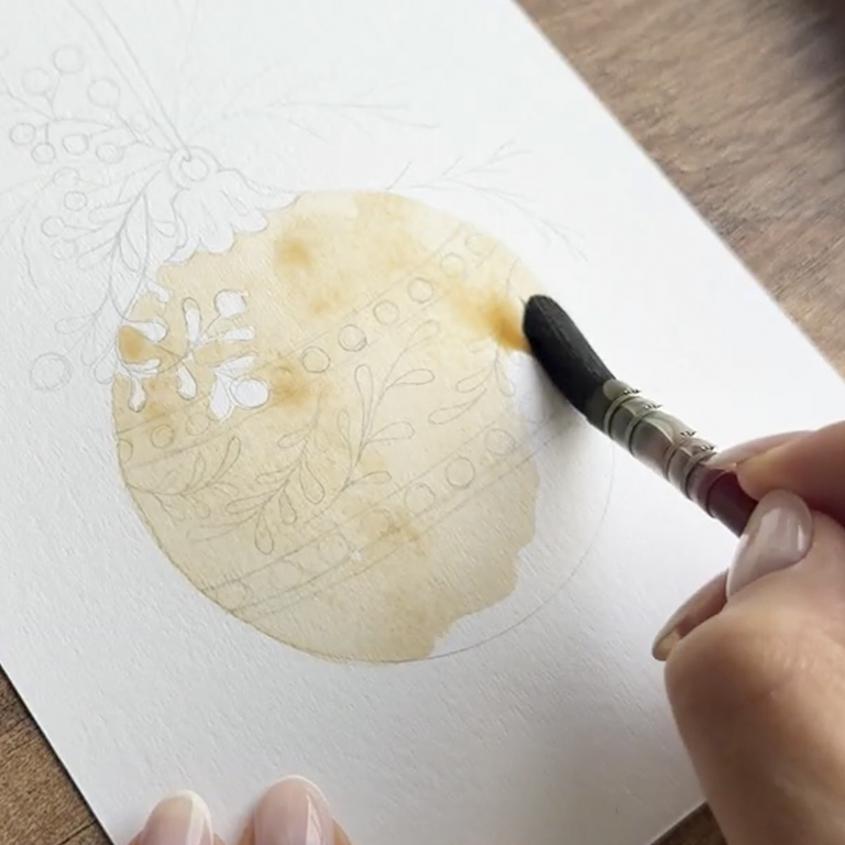 Christmas Ornament Watercolor Painting Tutorial