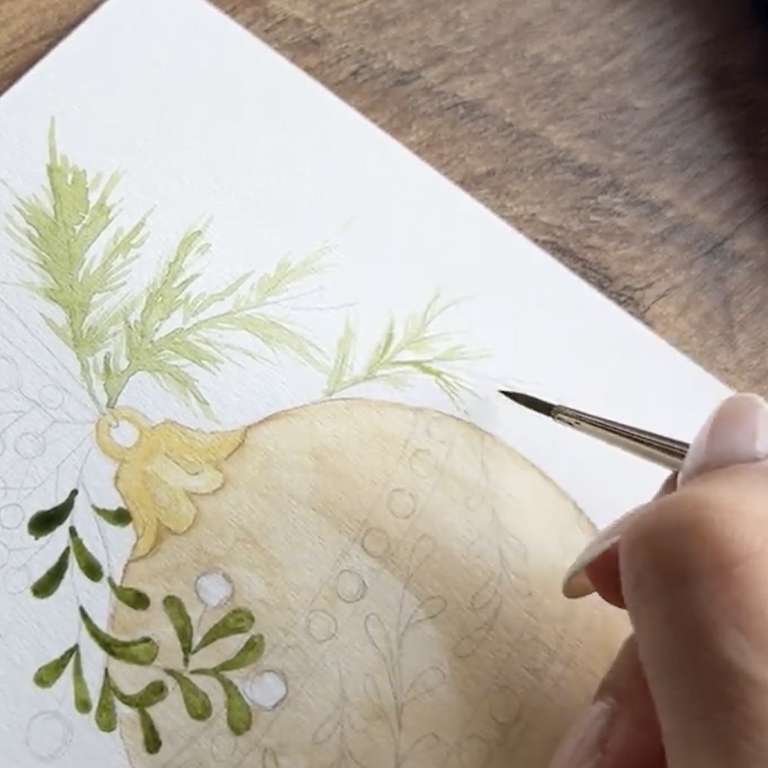 Christmas Ornament Watercolor Painting Tutorial