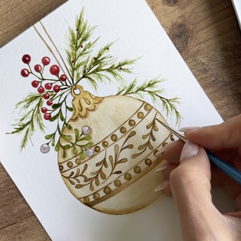 Christmas Ornament Watercolor Painting Tutorial