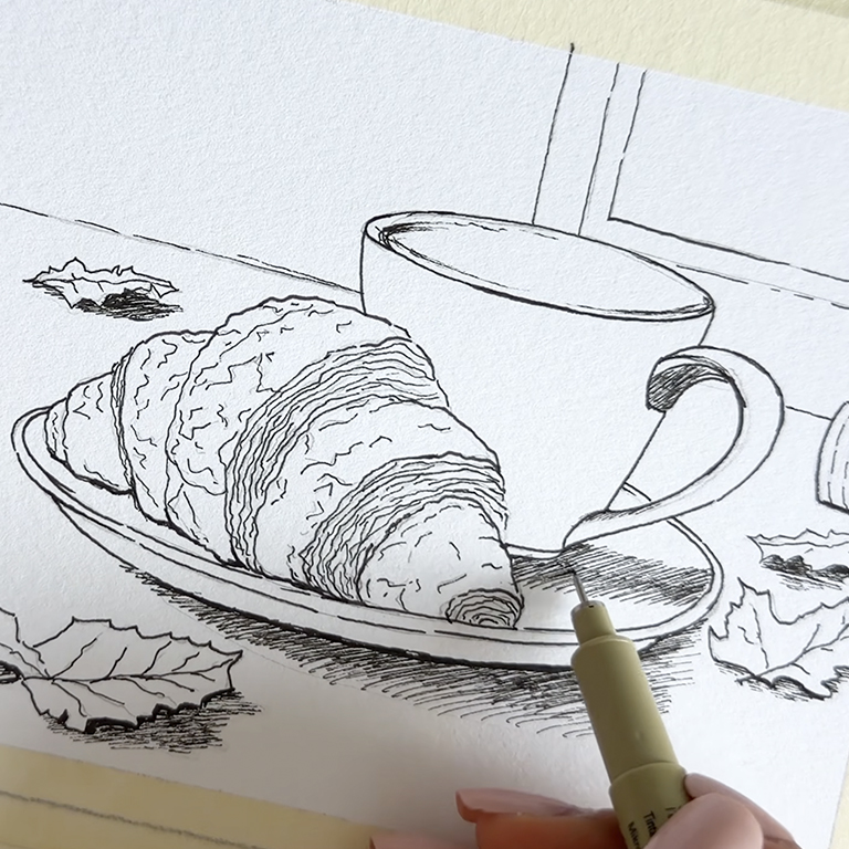 Coffee & Croissant Watercolor Tutorial