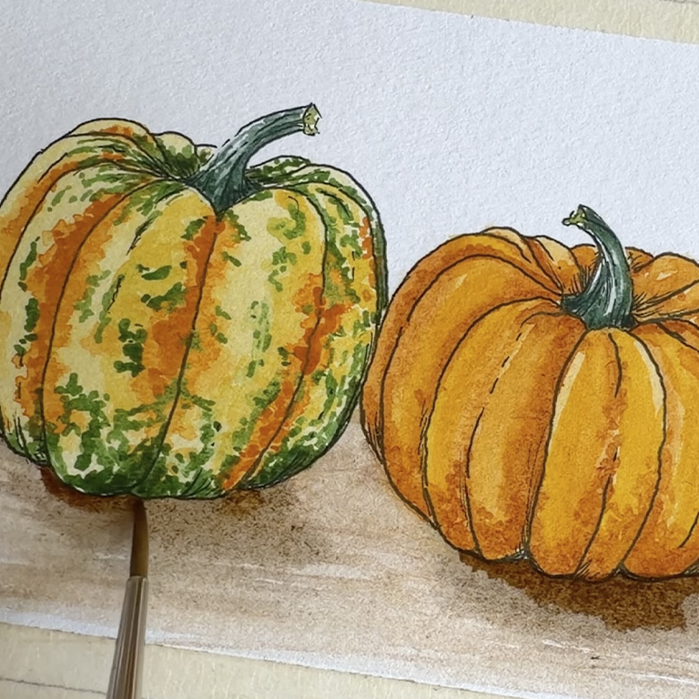 Watercolor Pumpkins Tutorial